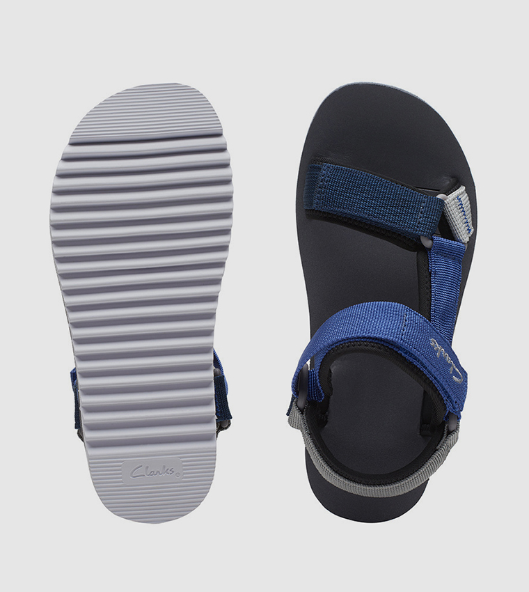 Buy Clarks Peak Web Velcro Strap Comfort Sandals In Blue 6thStreet Qatar