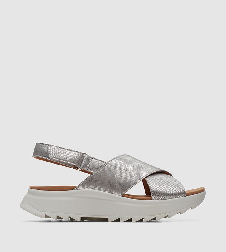 Clarks white and silver sandals best sale