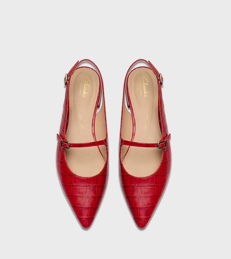 Clarks red flat shoes deals