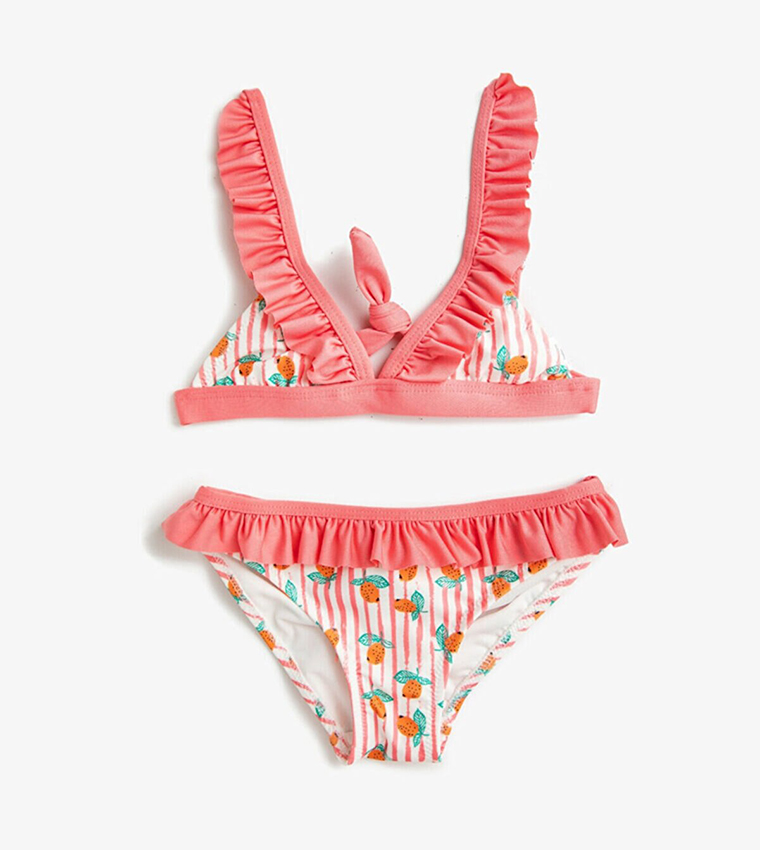 Buy Koton Printed Ruffled Bikini Set In Pink 6thstreet Oman 