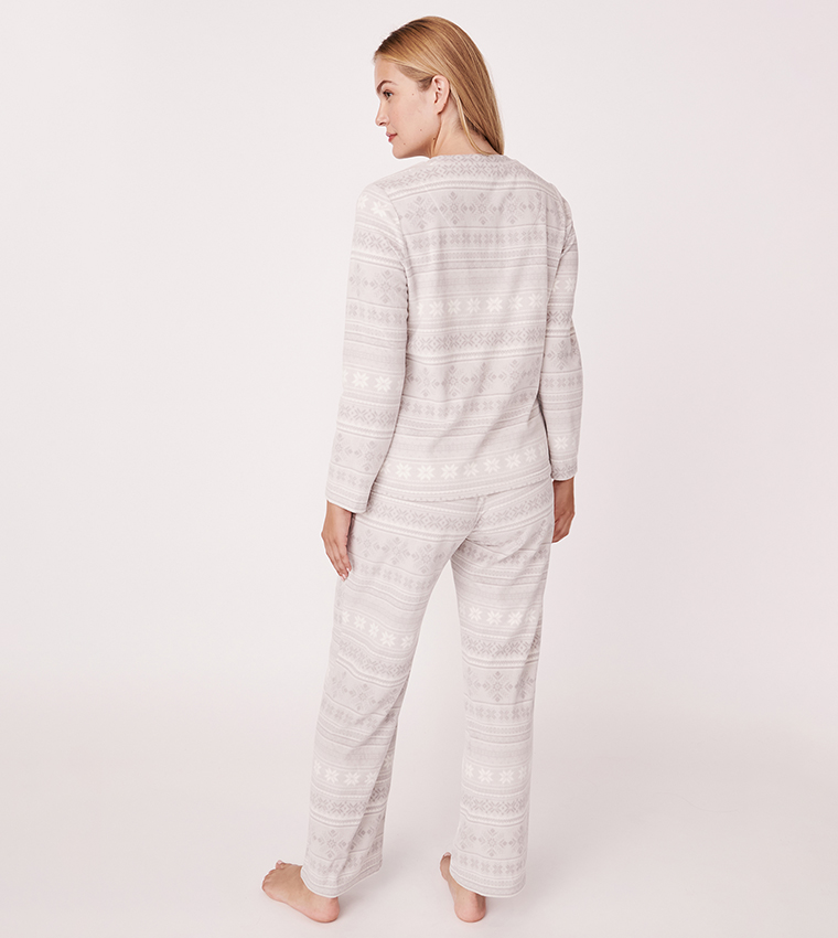Buy La Vie En Rose Micropolar PJ Set Grey In Grey 6thStreet Qatar