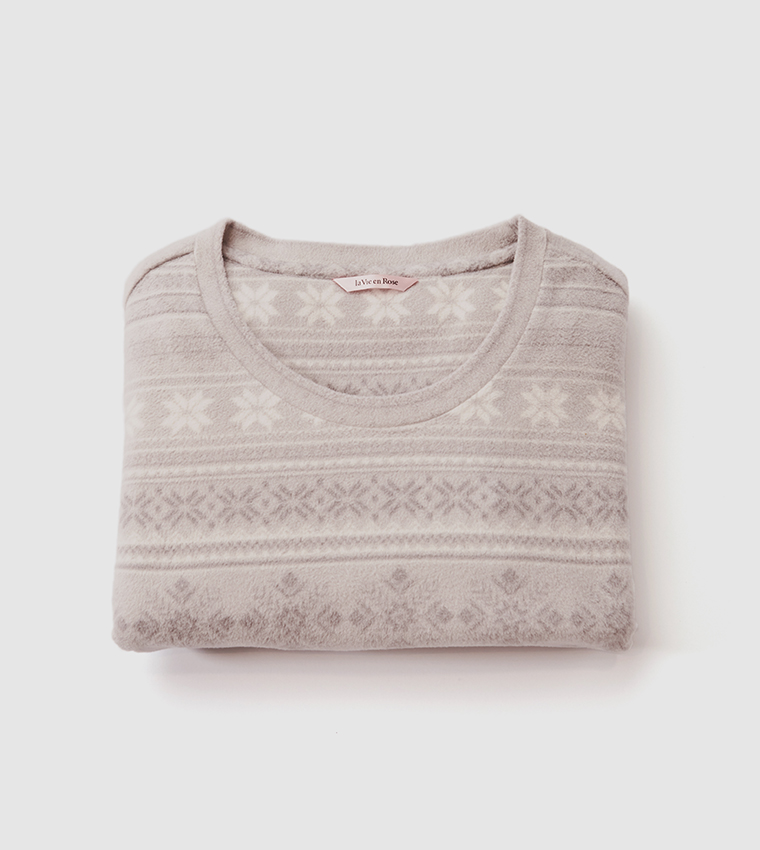 Buy La Vie En Rose Micropolar PJ Set Grey In Grey 6thStreet Qatar