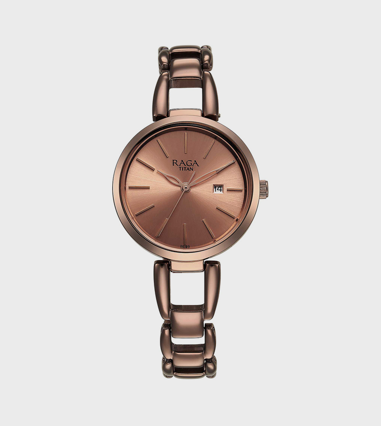Raga Viva Rose Gold Dial Quartz Analog Watch with Date Feature