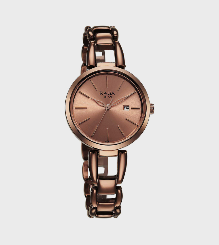 Raga Viva Rose Gold Dial Quartz Analog Watch with Date Feature