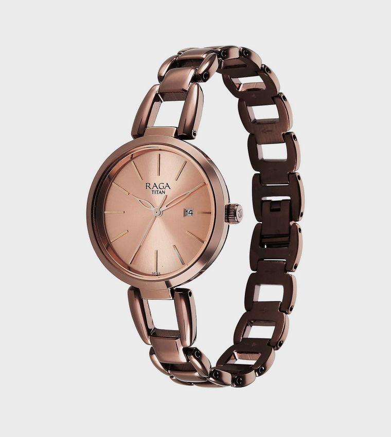 Raga Viva Rose Gold Dial Quartz Analog Watch with Date Feature