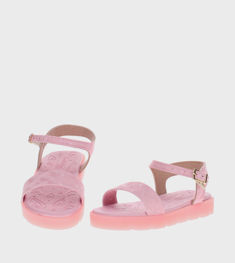 Textured Ankle Strap Casual Sandals