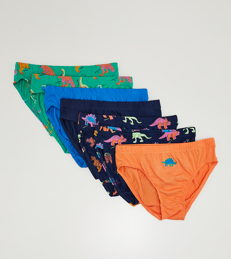 Buy Marks & Spencer Pack Of 7 Cotton Dinosaur Briefs In Multiple Colors