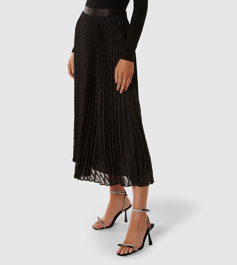 Buy Forever New ALINA Pleated Midi Skirt In Black | 6thStreet UAE