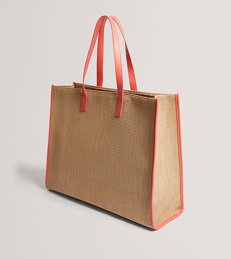 FLORAFF Floral Embroidered Raffia Tote Bag
