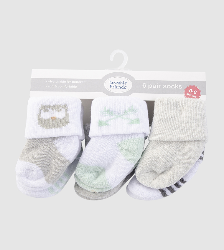 Luvable Friends Baby Boy Newborn and Baby Terry Socks, Whale, 0-6 Months