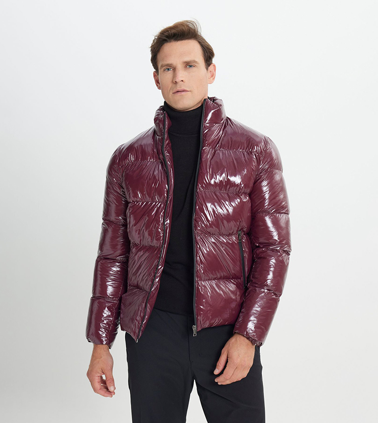 Buy ALTINYILDIZ CLASSICS Glossy Puffer Jacket In Burgundy