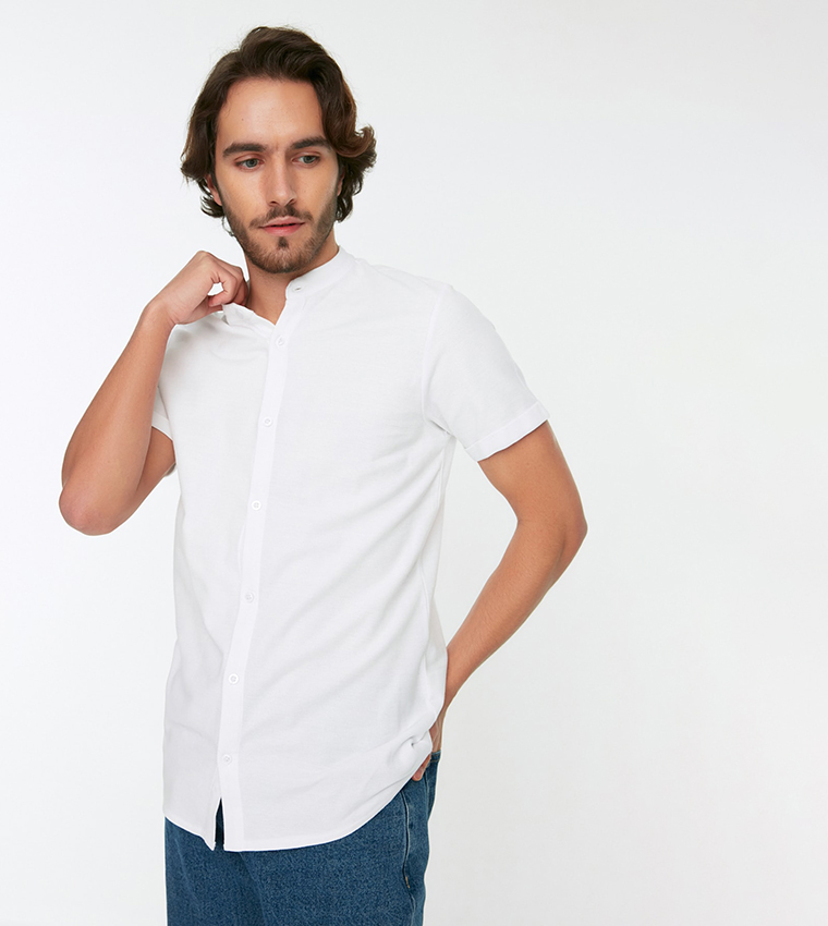 Buy Trendyol Slim Fit Classic Collar Pique Shirt In White | 6thStreet UAE