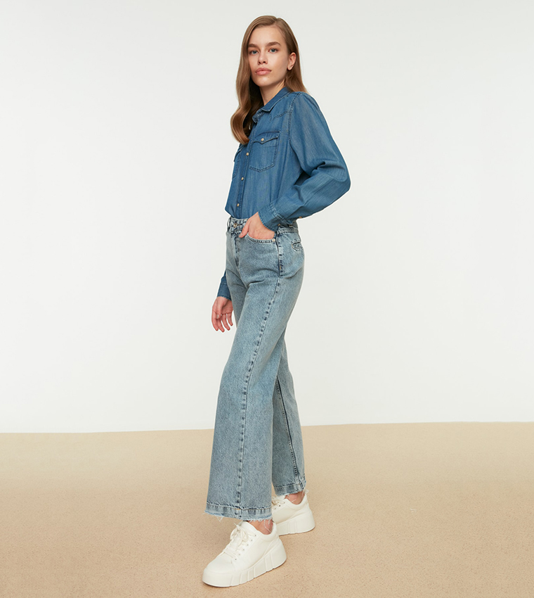 Buy Trendyol Wide Leg Jeans In Blue | 6thStreet Saudi Arabia