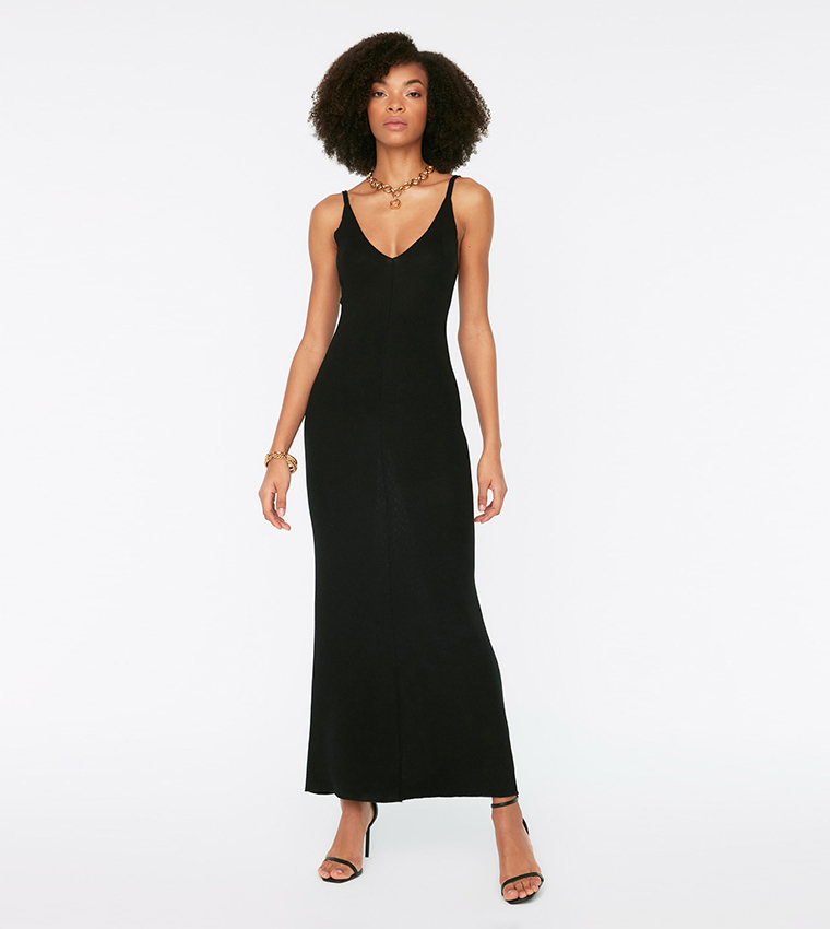 Buy Trendyol Solid Maxi Dress In Black 6thStreet Bahrain