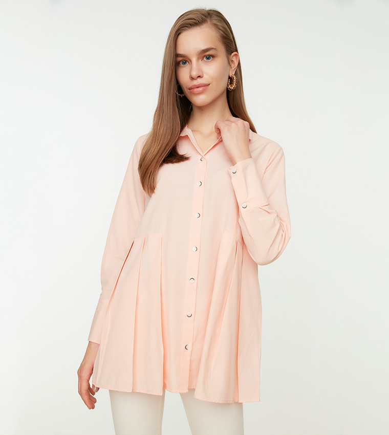 Shirt Collar Pleated Detailed Shirt