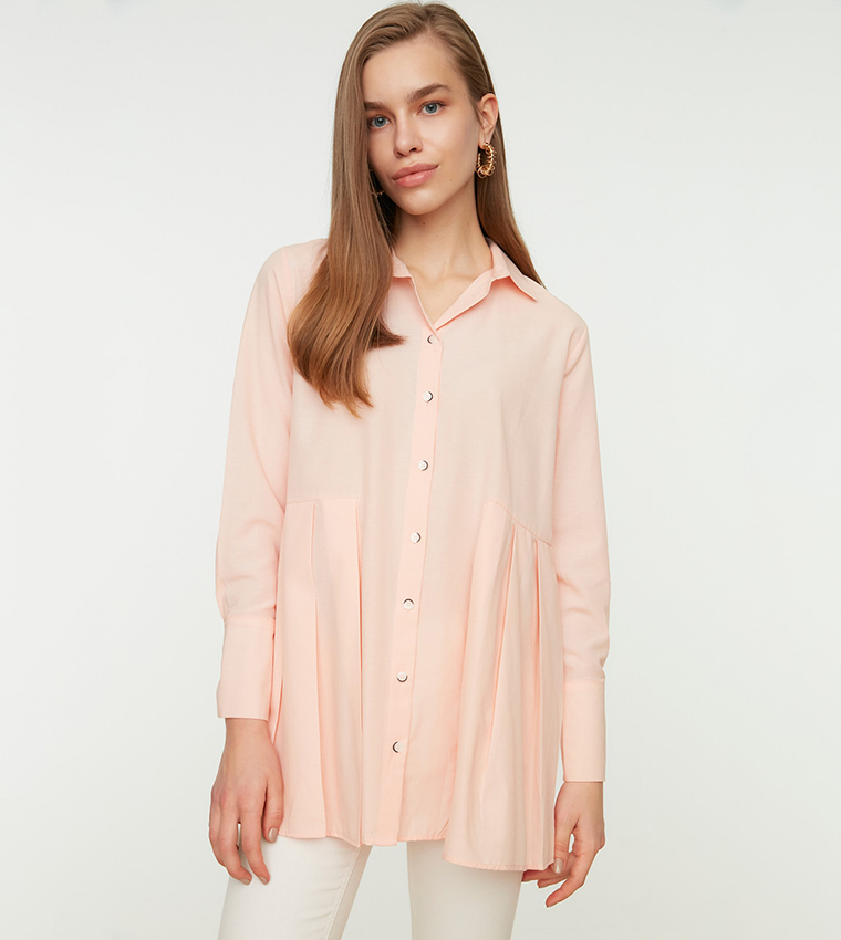 Shirt Collar Pleated Detailed Shirt