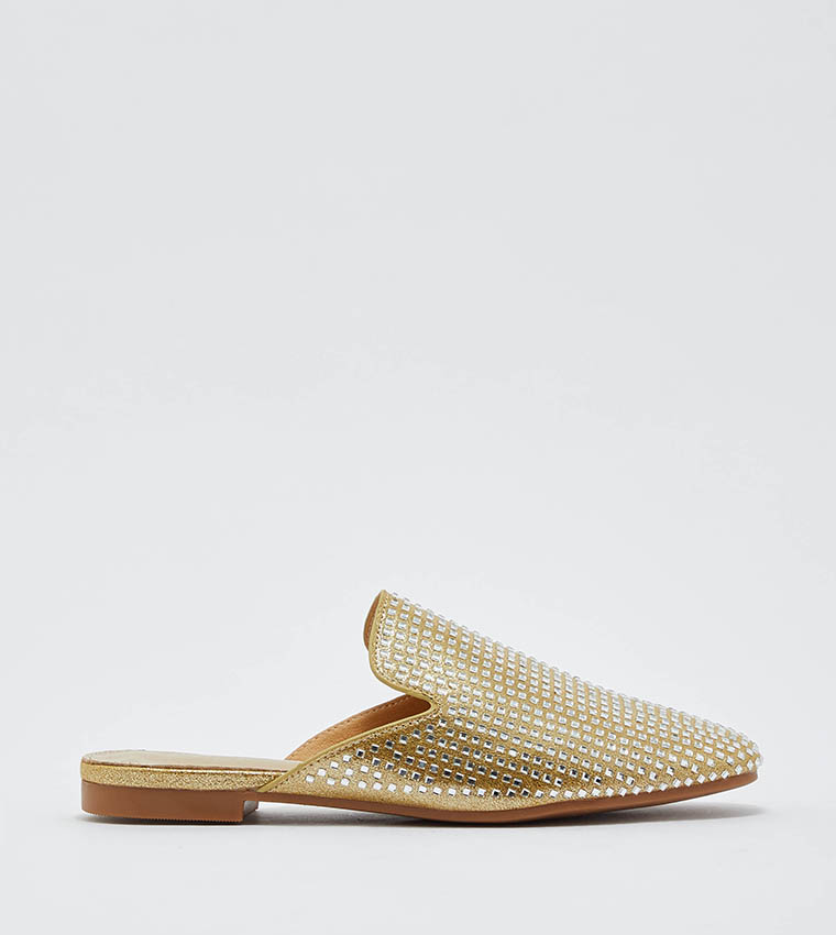 gold mules womens
