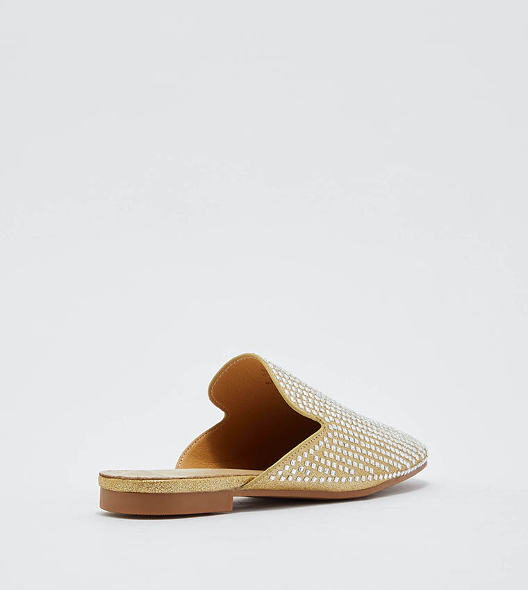 gold mules womens