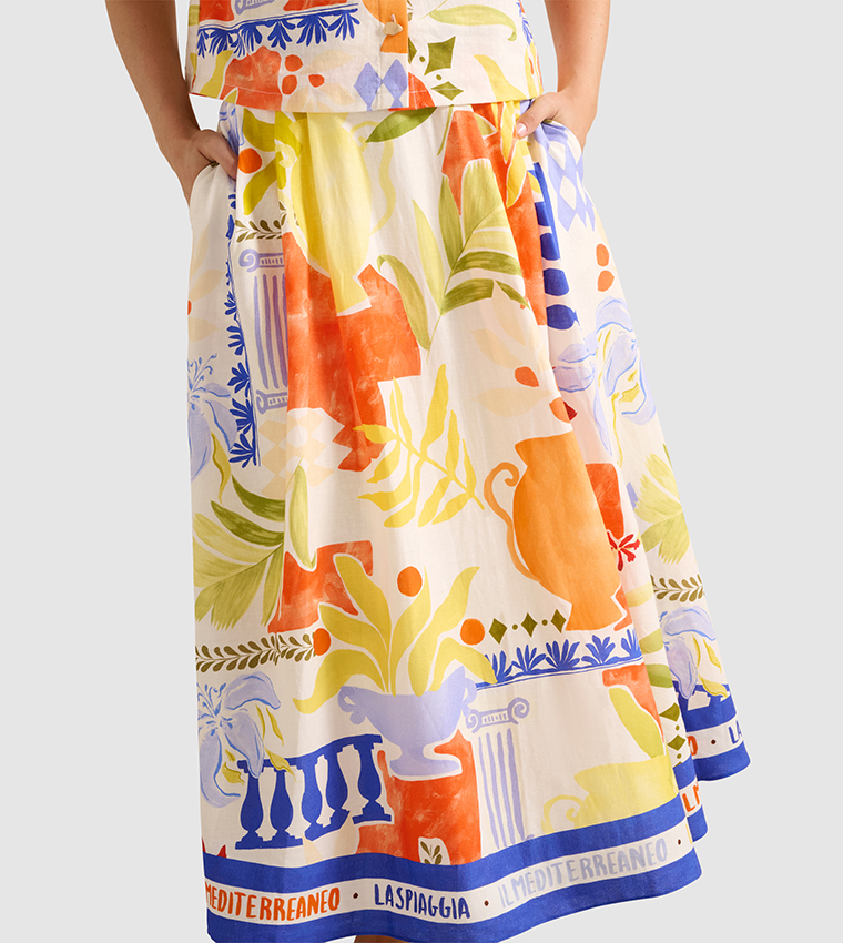 PERLA Printed Midi Skirt