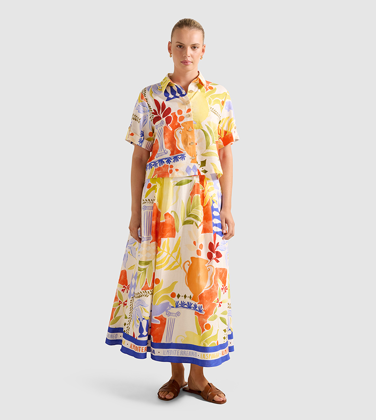PERLA Printed Midi Skirt