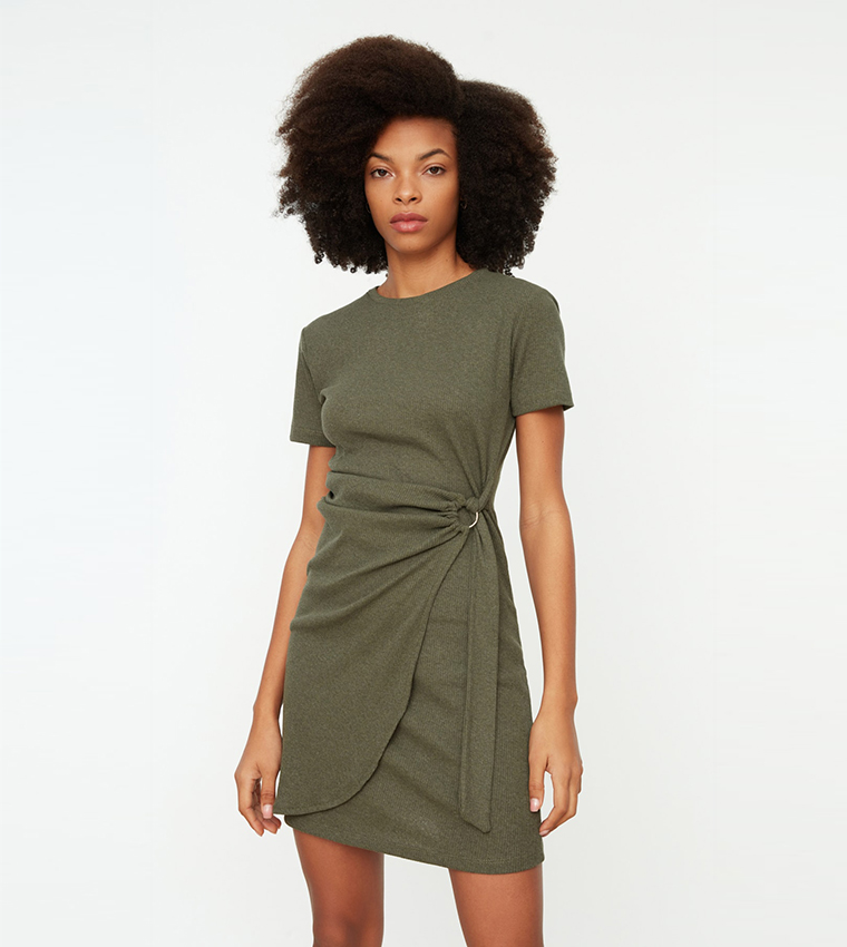 tie up mini wrap dress