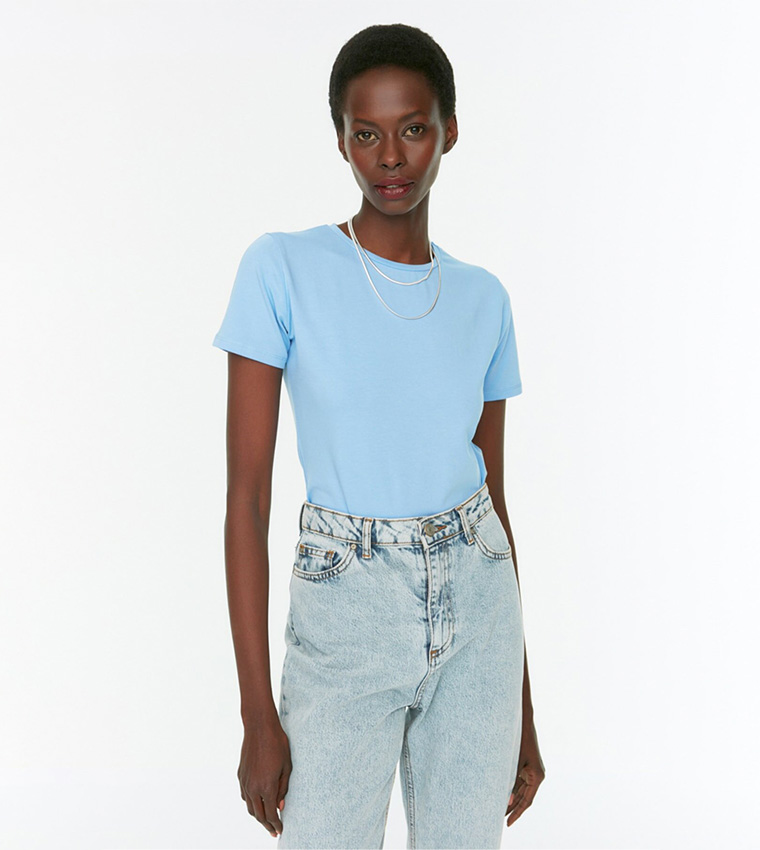 Buy Trendyol Knitted Ramp Body Suit In Blue | 6thstreet Qatar