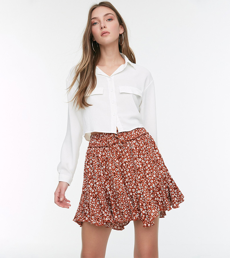 Patterned mini hotsell flare skirt