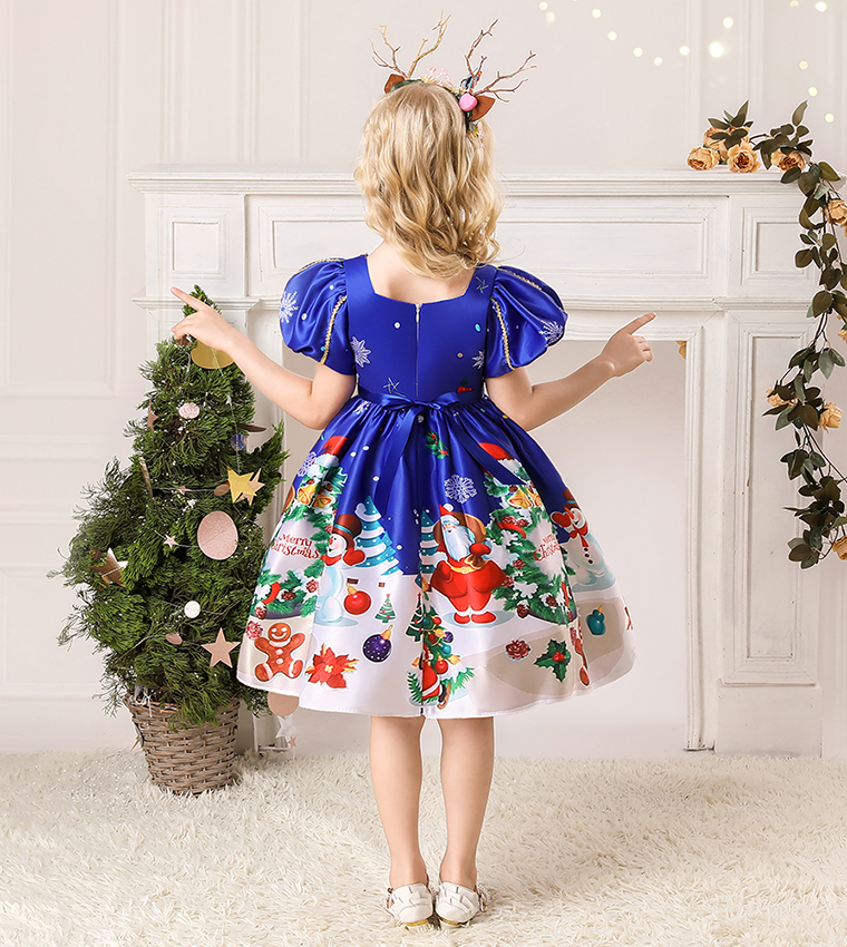 Buy Ddaniela Snow Queen Theme Fit And Flare Dress In Blue | 6thStreet Qatar