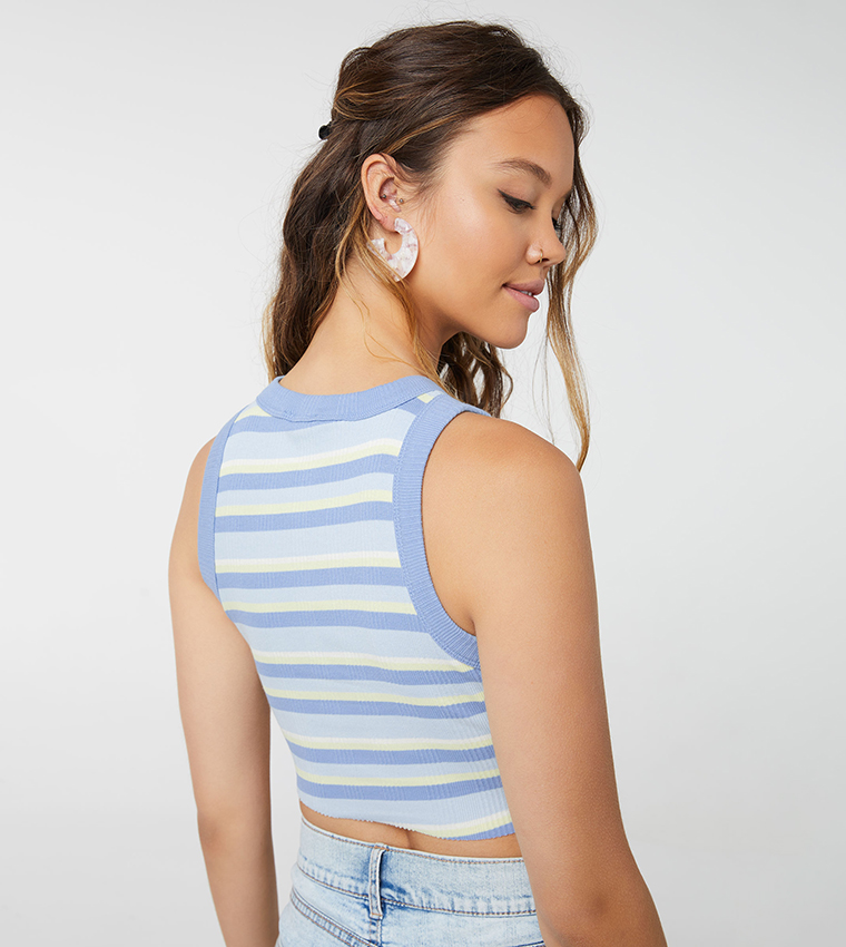 Ultra-Cropped Striped Tank Top