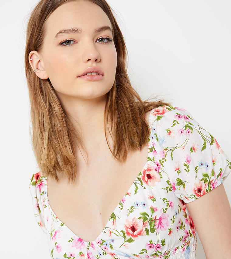 Milkmaid Bodice Printed Maxi Dress