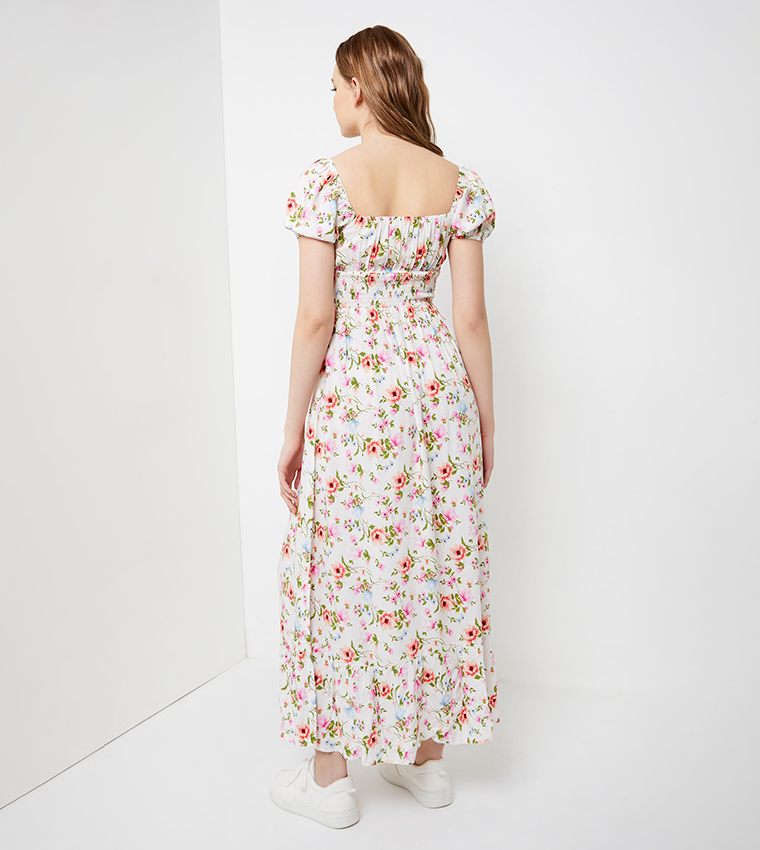 Milkmaid Bodice Printed Maxi Dress