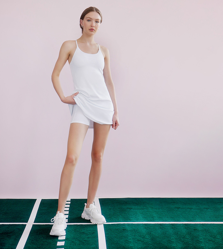 Buy Ardene Move Tennis Dress With Biker Shorts In White