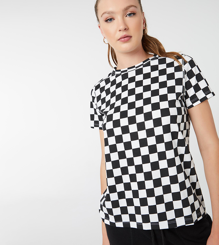 Checkerboard Pattern Checkerboard T Shirt Womens Buy Ardene Cotton