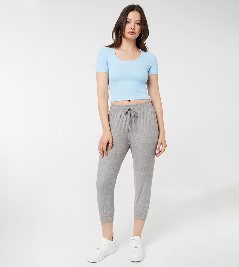 Buy Ardene Basic Super Soft Cropped Joggers In Grey