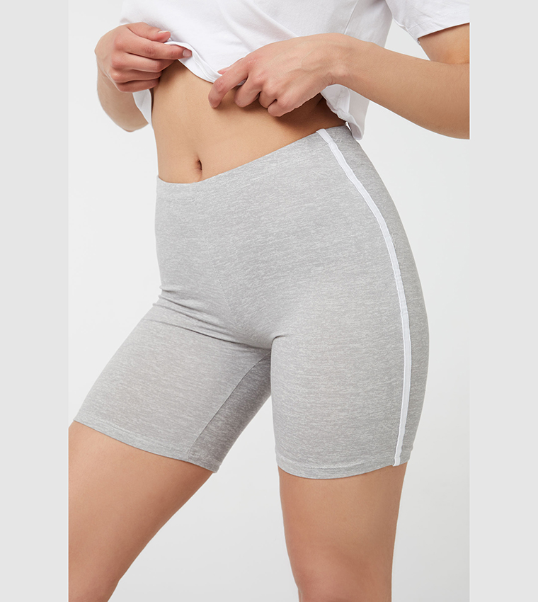 Buy Ardene Basic Contrast Stripe Biker Shorts In Grey 6thStreet