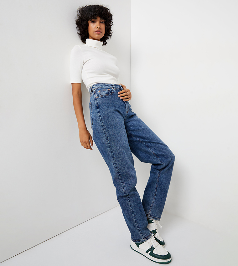 High Rise Baggy Straight Jeans