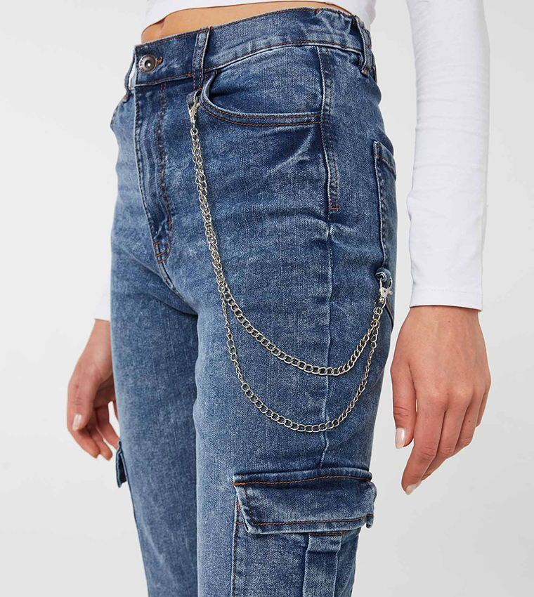 بنطال كارجو جينز بسلسلة 