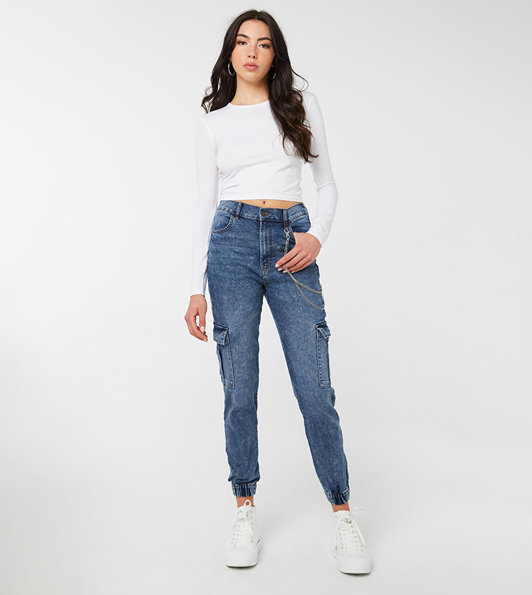 بنطال كارجو جينز بسلسلة 