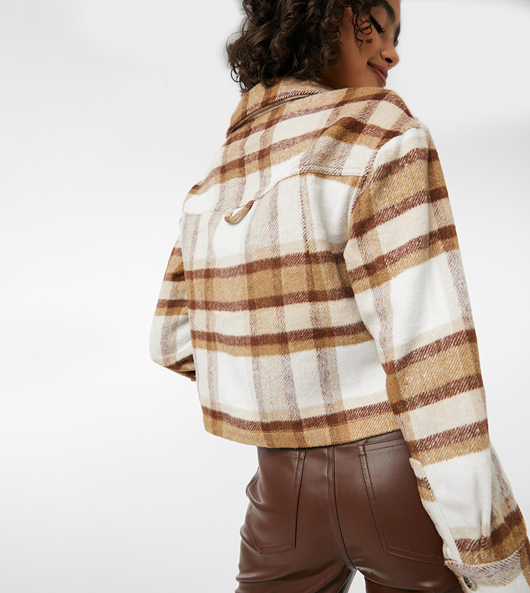 Buy Ardene Plaid Boxy Cropped Shacket In Multiple Colors