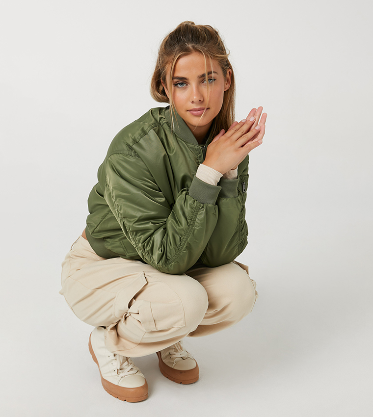 Bomber Jacket With Sleeve Pocket
