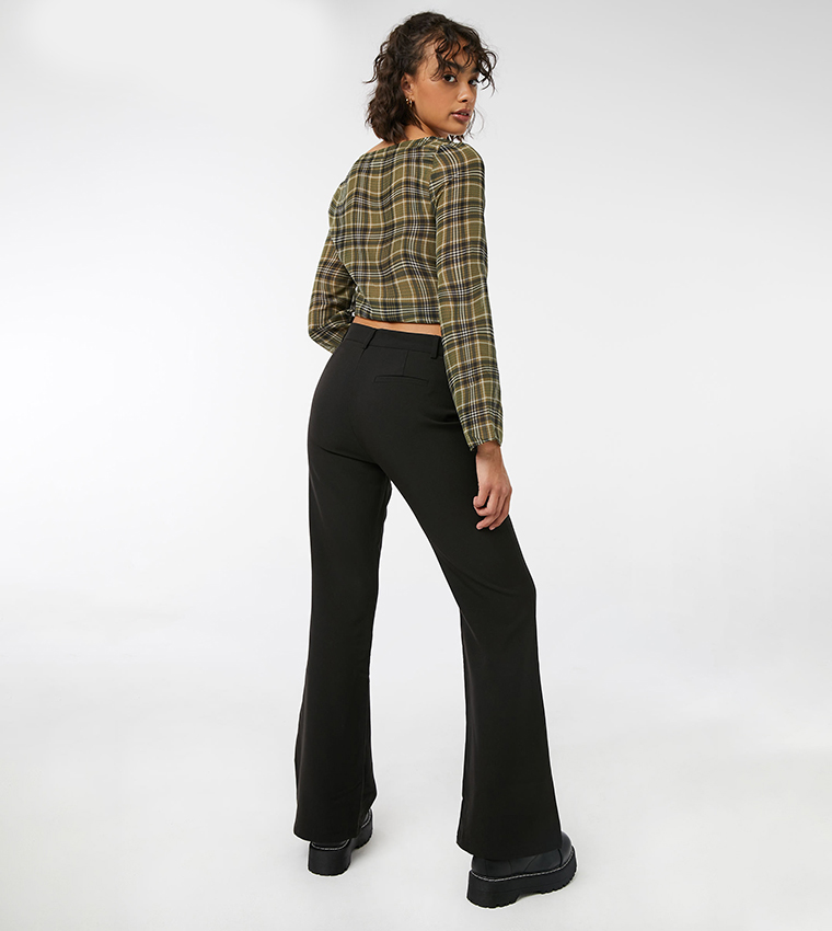 Buy Ardene High Rise Flared Trousers In Black