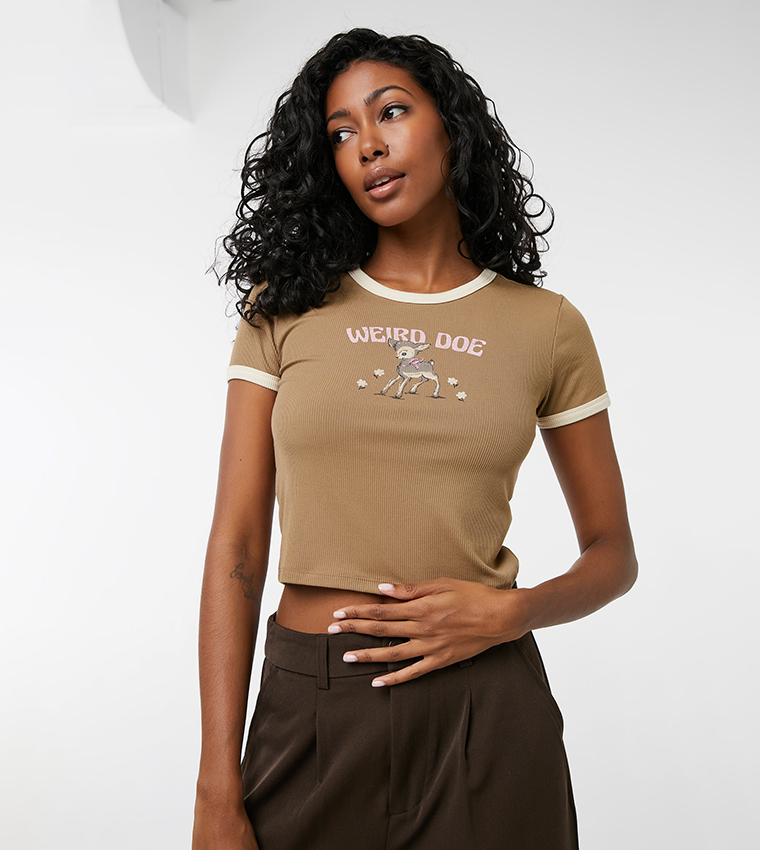 Super Soft Graphic Cropped T-Shirt
