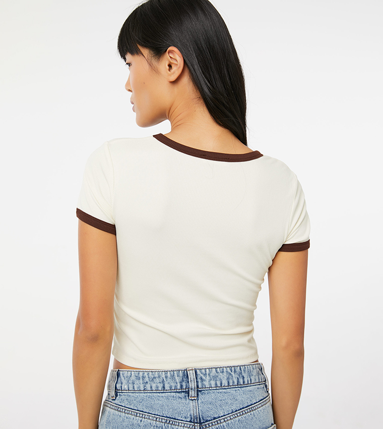 Buy Ardene Super Soft Graphic Cropped T Shirt In White 6thStreet UAE