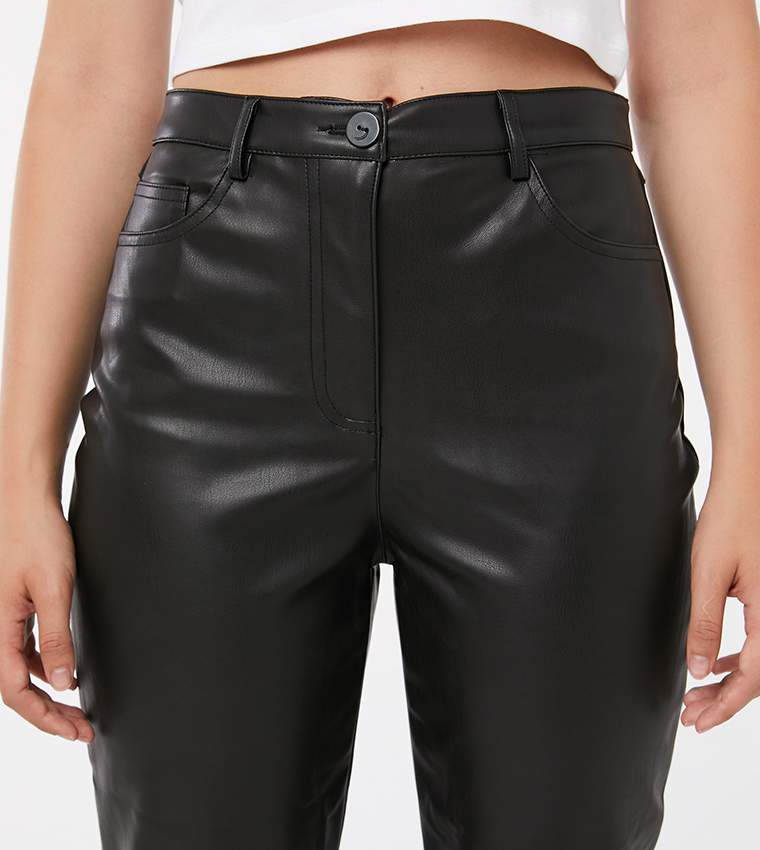 Vegan Leather Straight Leg Pants