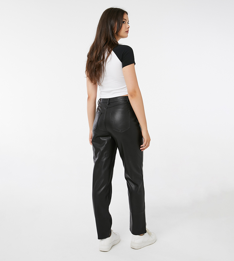Vegan Leather Straight Leg Pants