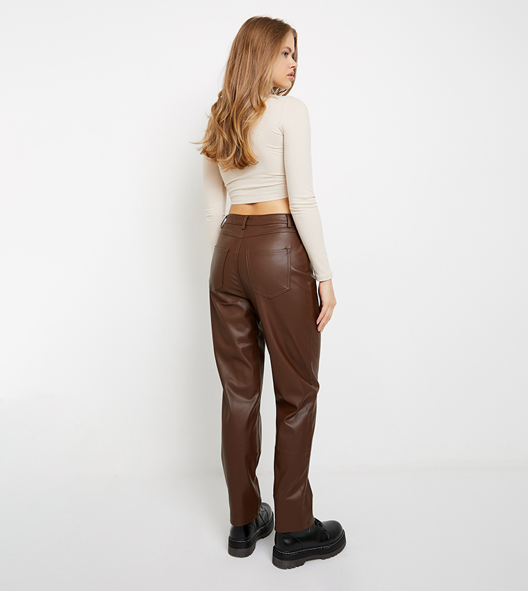 Vegan Leather Straight Leg Pants