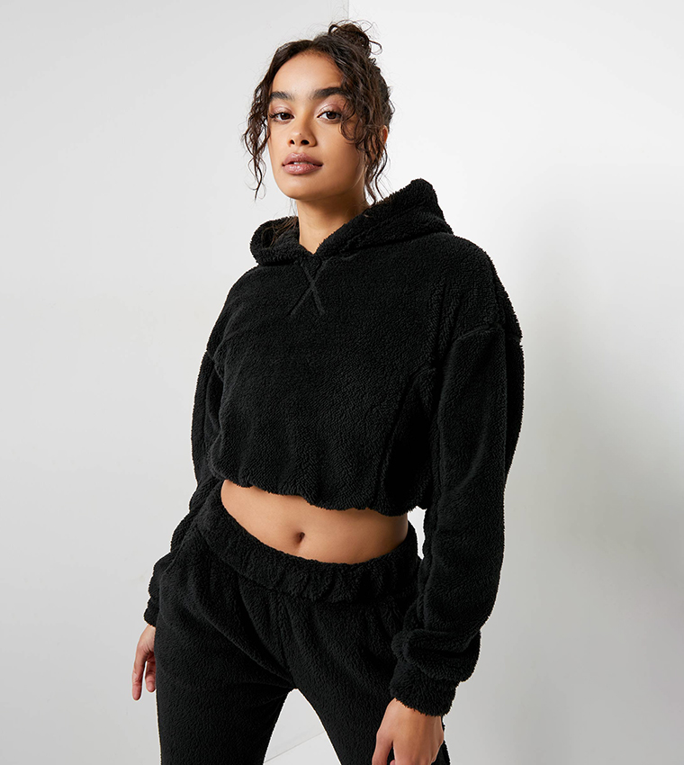 Cropped hoodie discount with elastic waist