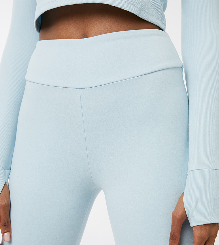 Ardene Soft Inside Leggings with Pockets in Light Blue, Size, Polyester/ Elastane, Eco-Conscious