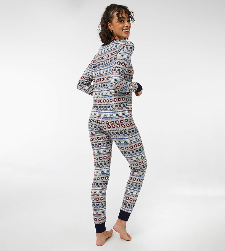 Buy Ardene Patterned Skinny Fit Pyjama Set In Multiple Colors ...