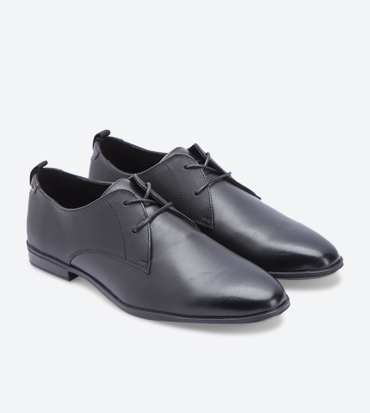 Zalith Almond Toe Lace-Up Formal Shoes - Black